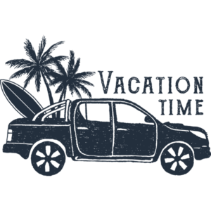 Pickup With Surfboard Palms Vacation Time