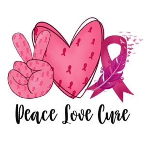 PEACE LOVE CURE Ribbon Breast Cancer Awareness
