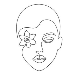 One Line Drawing Face of Woman