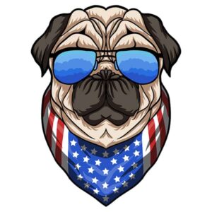 Pug Dog USA flag bandana T-Shirt